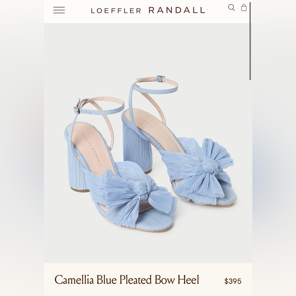 Loeffler Randall Camellia Blue Pleated Bow Heels, Size 7.5 NEW